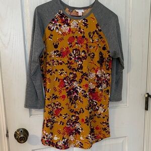 LuLaRoe Multicolor Floral Top with Gray Trim